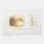 Stilvolles Goldenes Ei | Happy Easter Pencil Art Geschirrtuch (Horizontal)