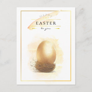 Stilvolles Goldenes Ei   Happy Easter Pencil Art Postkarte