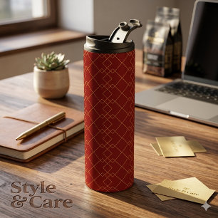 Stilvolles goldenes geometrisches Boxdesign tiefro Thermosbecher