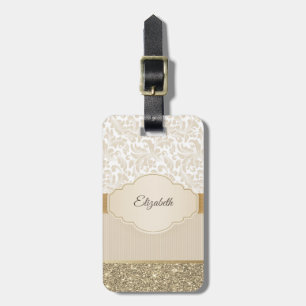 Stilvolles goldenes Glitter-Vintage-Damaskus Gepäckanhänger