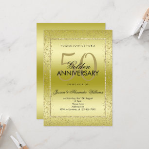 Stilvolles goldenes Konfetti 50. goldene Hochzeit Einladung