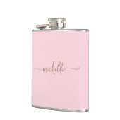 Stilvolles goldenes Monogramm-Namensschriftzug Blu Flachmann (Links)