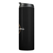 Stilvolles goldenes Monogramm-Schriftname Schwarz Thermosbecher (Nach rechts gedreht)