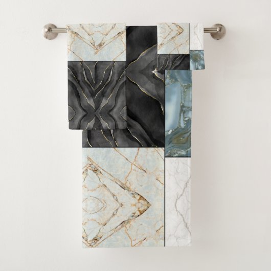 Stilvolles goldfarbenes Marmormuster Badhandtuch Set (Insitu)