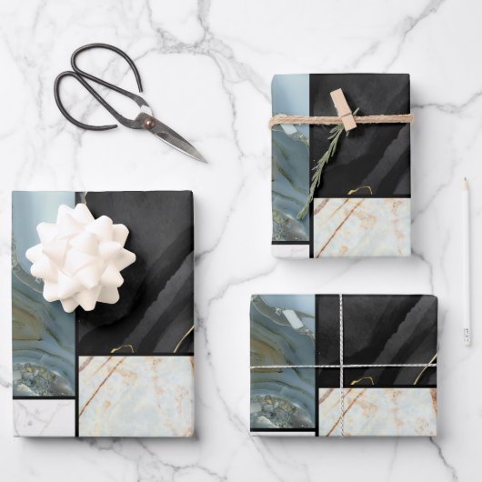 Stilvolles goldfarbenes Marmormuster Geschenkpapier Set (Vorderseite)