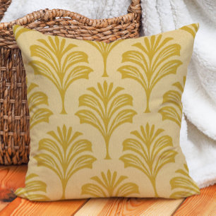 Stilvolles goldgelbes Art Deco Fächer-Motiv  Kissen