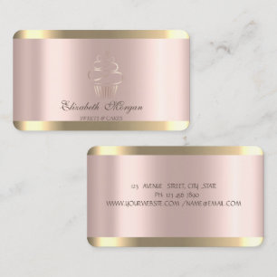 Stilvolles Goldstreifen-Roségold-Cupcake Visitenkarte