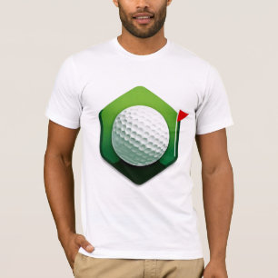 Stilvolles Golf Ball Icon mit grünem Hintergrund T-Shirt