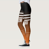 Stilvolles Gradientenschwarz-orange mit Monogramm  Leggings (Links)