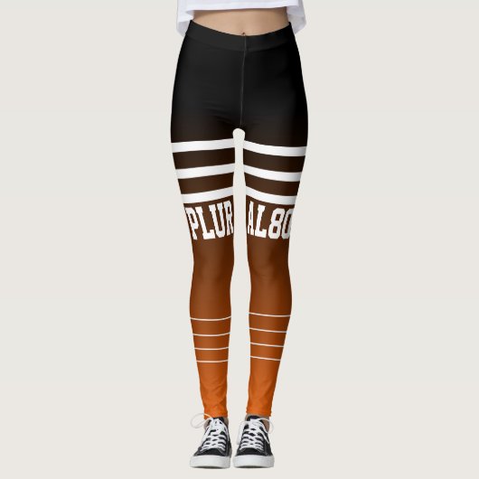 Stilvolles Gradientenschwarz-orange mit Monogramm  Leggings (Vorderseite)