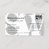 Stilvolles Grau Weiß und Schwarz mit Initials Mode Visitenkarte (Rückseite)