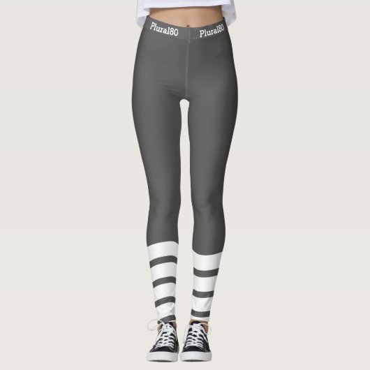 Stilvolles, grau-weißes Training Leggings (Vorderseite)