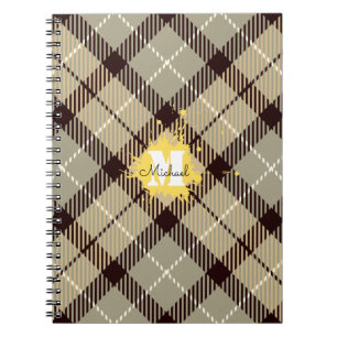 Stilvolles graues Karo-Tartan mit individuellem Mo Notizblock