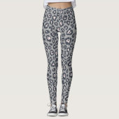 Stilvolles graues Leopard-Druckmuster Leggings (Vorderseite)
