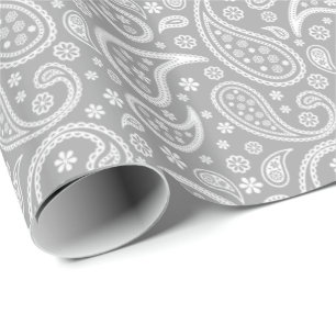 Stilvolles graues Paisleymuster Geschenkpapier