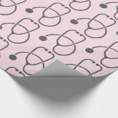 Stilvolles Graues Stethoskop-Muster in Rosa Geschenkpapier (Ecke)
