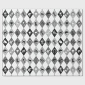Stilvolles Gray Reittier Diamond Muster Geschenkpapier (Flach)