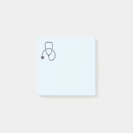 Stilvolles Gray Stethoscope auf Pastel Blue Post-it Klebezettel (Vorderseite)