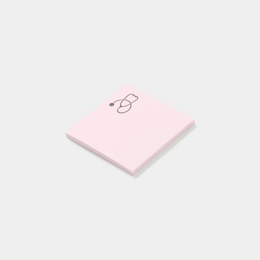 Stilvolles Gray Stethoscope auf Pastel Pink Post-it Klebezettel (angewinkelt)