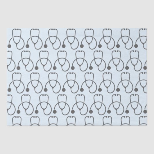 Stilvolles Gray Stethoscope Pattern Seidenpapier (Vorderseite)