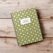 Stilvolles Green Brown Checkerboard-Muster-Noteboo Notizblock