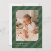 Stilvolles Green Christmas Stripes Foto Feiertagskarte (Vorderseite)