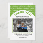 Stilvolles Green Graduate Foto Danke Karte (Vorne/Hinten)