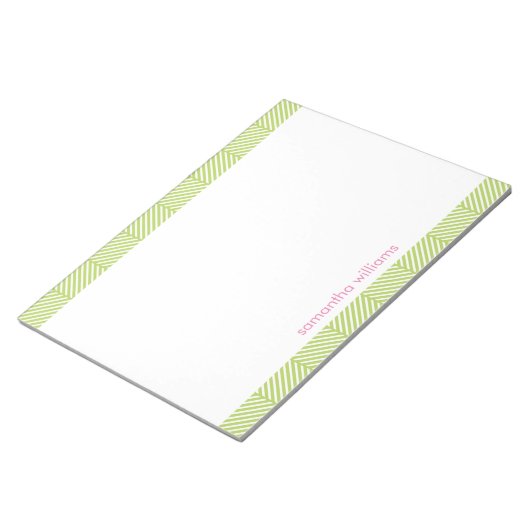Stilvolles Green Herringbone-Muster Notizblock (angewinkelt)