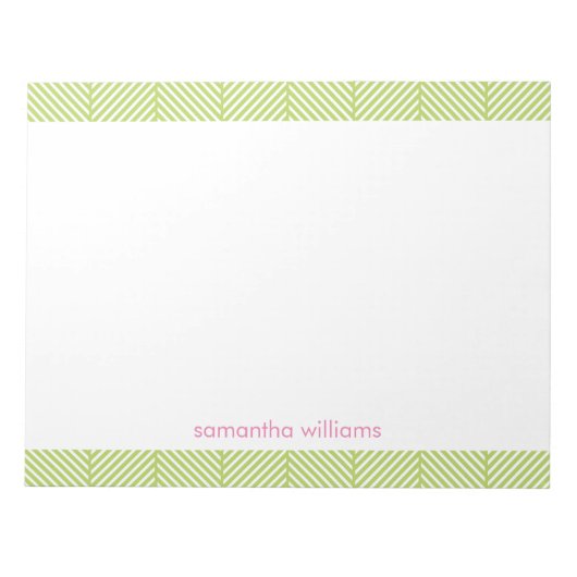 Stilvolles Green Herringbone-Muster Notizblock (Vorderseite)