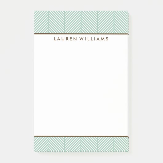 Stilvolles Green Herringbone-Muster Post-it Klebezettel (Vorderseite)