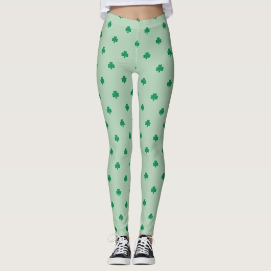 Stilvolles Green Kleeblatt Pattern St Patrick's Da Leggings (Vorderseite)