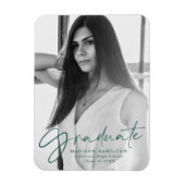 Stilvolles Green Script Abschluss Announcement Fot Magnet (Vertikal)