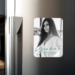 Stilvolles Green Script Abschluss Announcement Fot Magnet