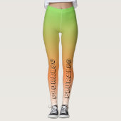 Stilvolles, grün-orangefarbenes Textgradiententrai Leggings (Vorderseite)