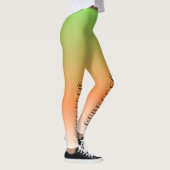 Stilvolles, grün-orangefarbenes Textgradiententrai Leggings (Rechts)