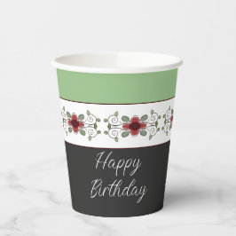 Stilvolles Grün Schwarz und Weiß Pappbecher