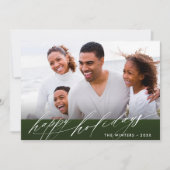 Stilvolles Grün-Weiß-Script-Foto Feiertagskarte (Vorderseite)