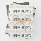 Stilvolles grünes Beige Happy Holidays Wrapping Pa Geschenkpapier Set (Beispiel)