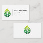 Stilvolles grünes Leaf-Logo | Landschaft Visitenkarte (Vorne/Hinten)