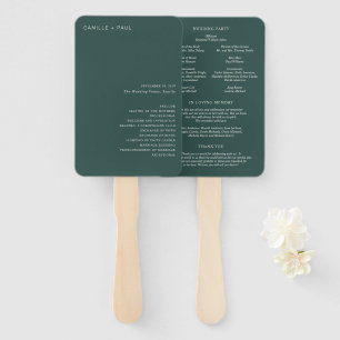 Stilvolles, grünes, minimalistisches Hochzeitsprog Fächer
