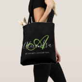 Stilvolles grünes Skript-Monogramm-Einkaufstasche Tasche (Von Nahem)