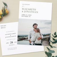Stilvolles grünes Typografie-Foto Save the Date