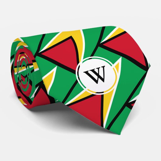 Stilvolles GUYANA FLAG Scripting Monogram Krawatte (Gerollt)