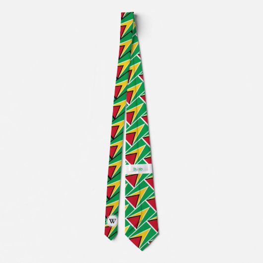 Stilvolles GUYANA FLAG Scripting Monogram Krawatte (Rückseite)