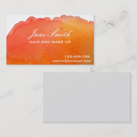 Stilvolles Haar und Make-up Hochzeitspfirsich Visitenkarte (Vorne/Hinten)