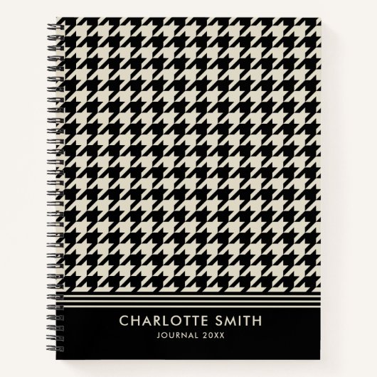 Stilvolles Hahnentrittmuster-Muster Schwarzweiß-Sp Notizblock (Vorderseite)