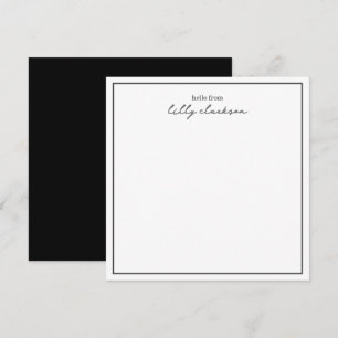 Stilvolles Hallo von Monogramm-Schrift-Rand Schwar Mitteilungskarte