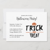 Stilvolles Halloween-Party "Trick or Treat" Einladung (Vorderseite)