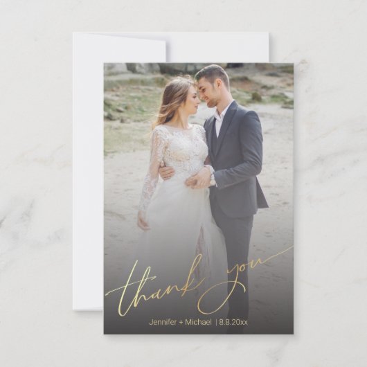 stilvolles, handgeschriebenes Foto Dankeskarte (Vorderseite)