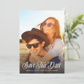 Stilvolles handgeschriebenes Foto Save the Date (Stehend Vorderseite)